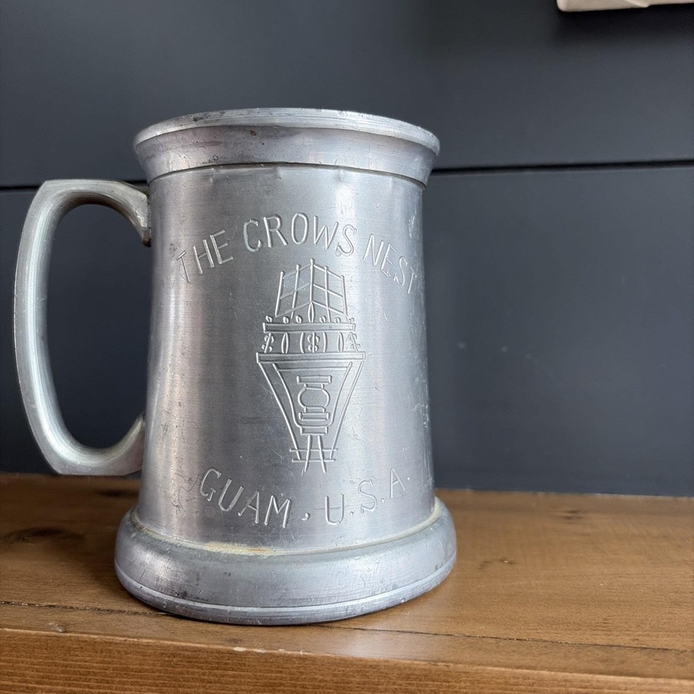 VTG Pewter Tankard Beer Mug Stein, The Crows Nest, Guam USA‎ Travel Souvenir